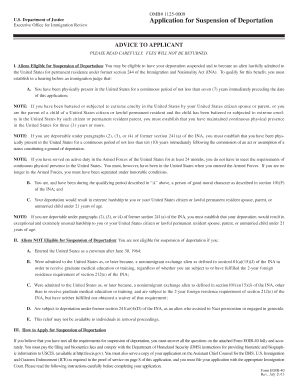 EOIR 40, Application for Suspension of Deportation  Form