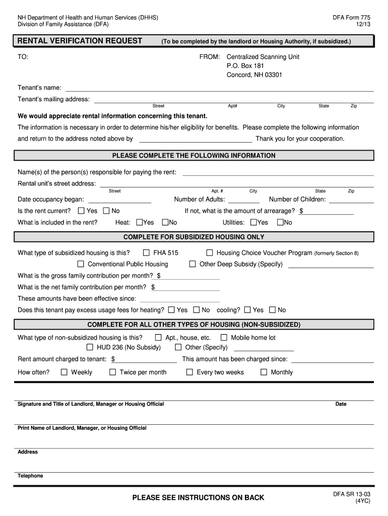 Nh Dhhs Rental Verification Form