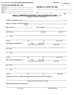 PC 8 2 Adult Adoption Petition and Change of Name Sos Ri  Form