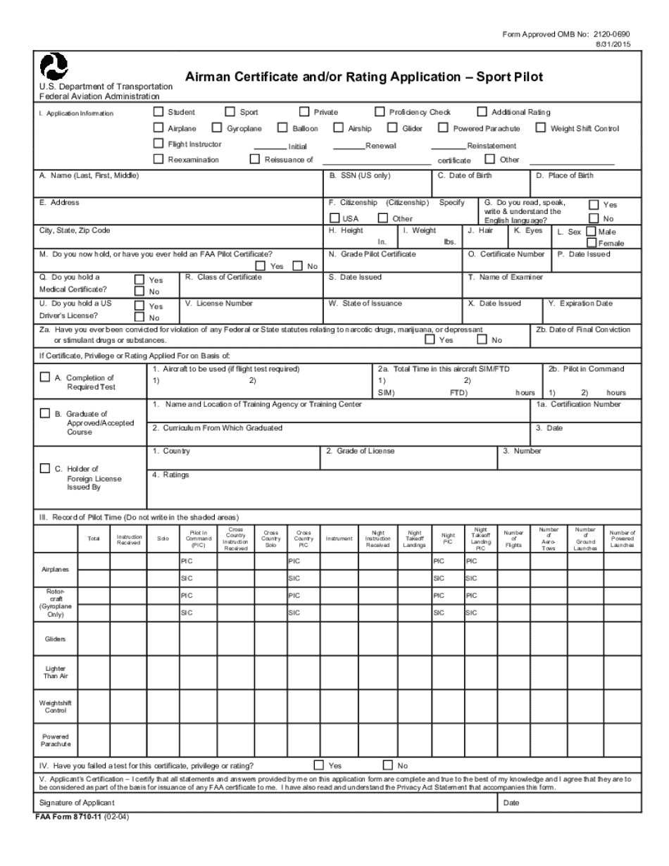 Faa Form 8710 11 Application