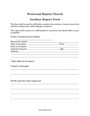 Church Accident Report Form