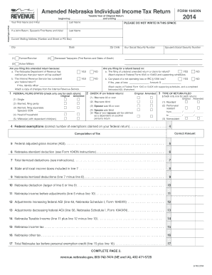 RESET Amended Nebraska Individual Income Tax Return FORM 1040XN Taxable Year of Original Return Beginning , and Ending , Last Na