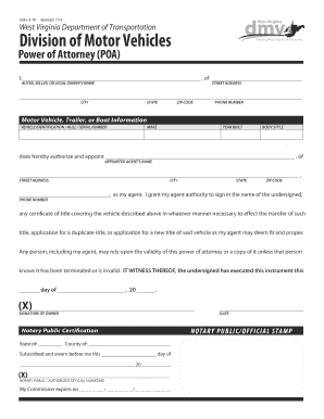 Wv Dmv Power of Attorney  Form