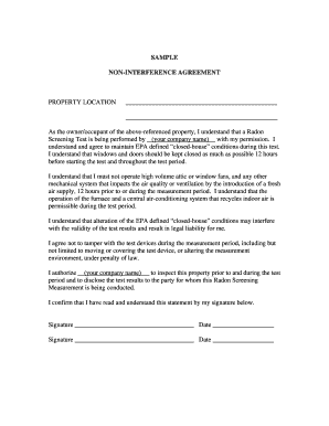 Radon Non Interference Agreement  Form