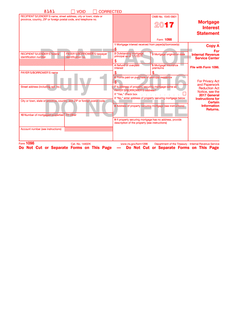 Mortgage Interest Form 1098 Changes Fill Out And Sign Printable PDF 