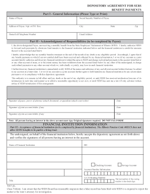 Form 3967 Depository Agreement for SERS Benefit Payments