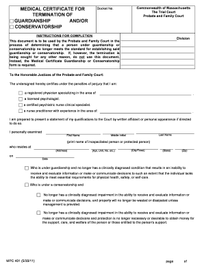 Medical Certificate for Termination of Guardianship and Mass Gov Mass  Form