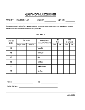 Quality Control Log Template  Form