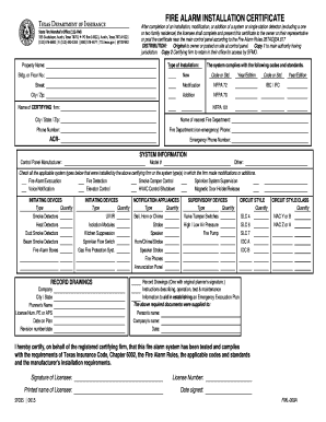  Fire Alarm Installation Certificate Texas Department of Insurance Tdi Texas 2021