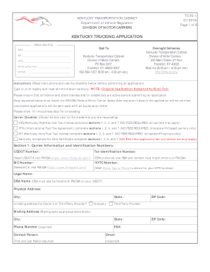 Kentucky Trucking Application Tc 95 1  Form
