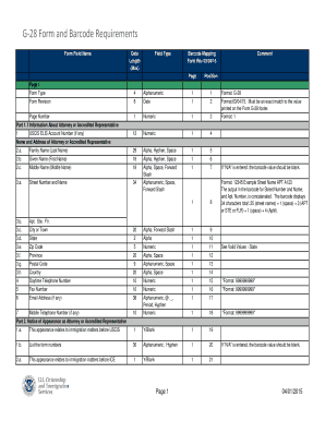 G 28 Form and Barcode Requirements Uscis