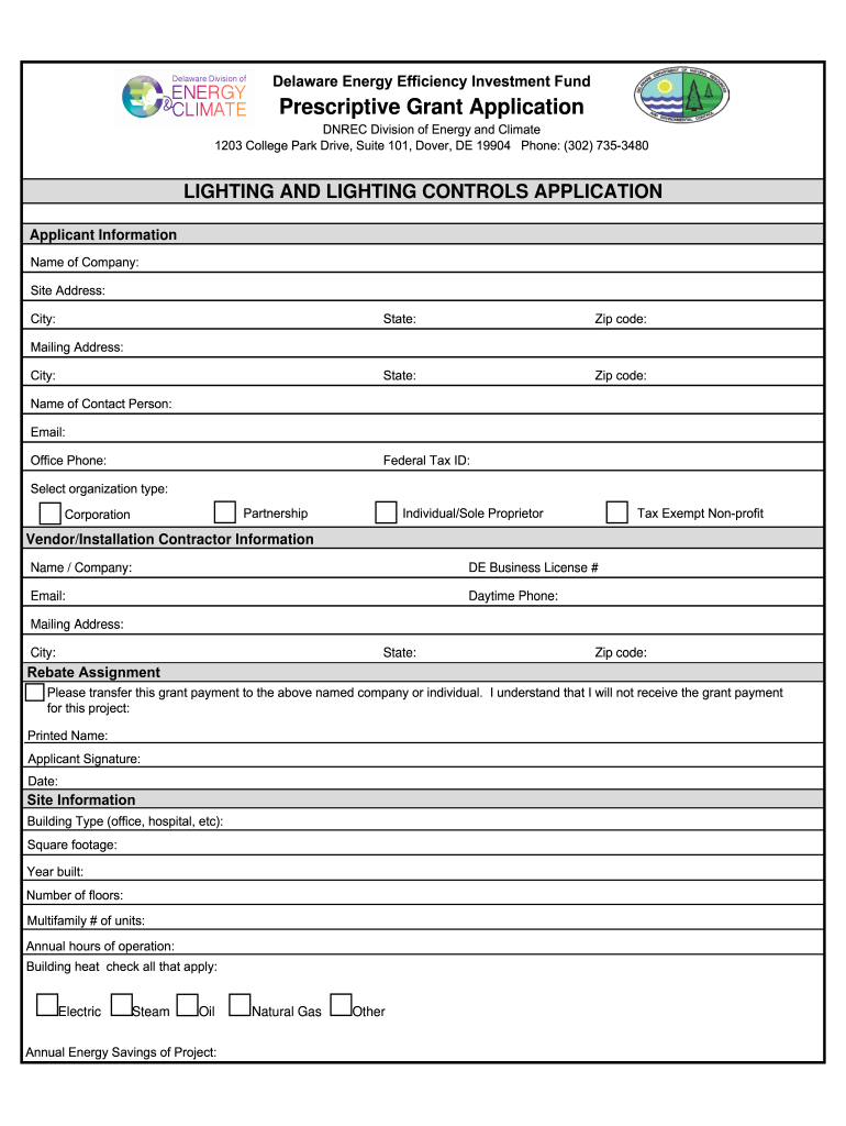 Prescriptive Grant Application Dnrec Delaware  Form