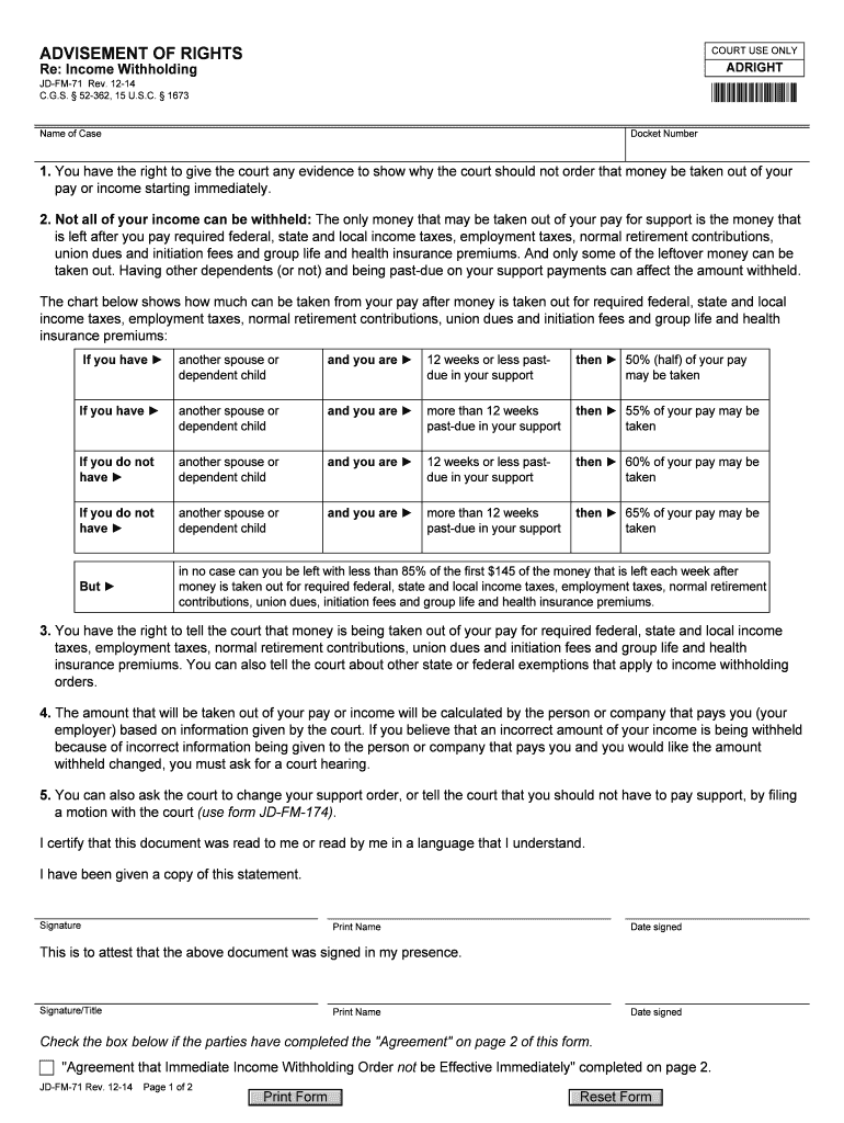 Connecticut Advisement  Form