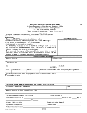 Affidavit of Affixture Form