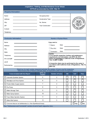 Nfpa 5 Year Sprinkler Inspection Form