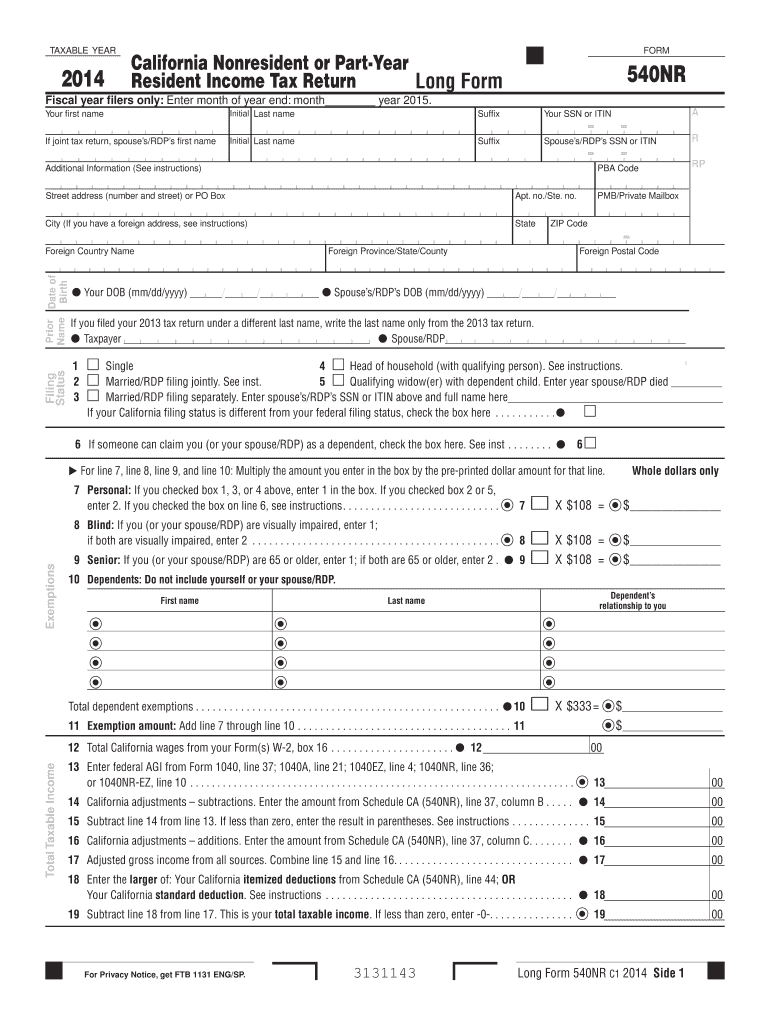  Form 540nr 2018