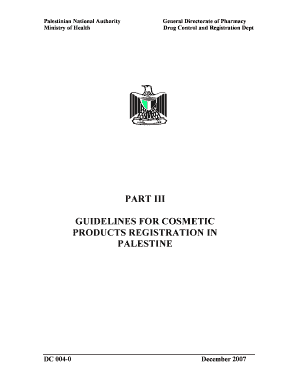 Part Iii Guidelines for Cosmetic Products Registration in Palestine Pharmacy Moh  Form