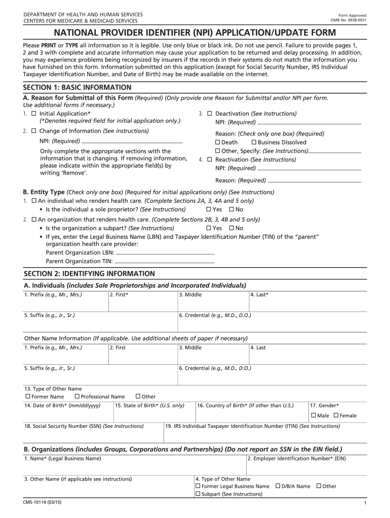  Npi Application Printable 2018