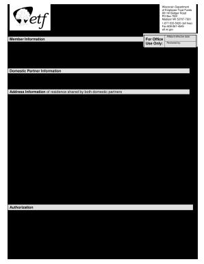 Affidavit of Domestic Partnership Form ET 2371 Etf Wi