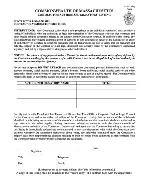 Authorized Signatory  Form
