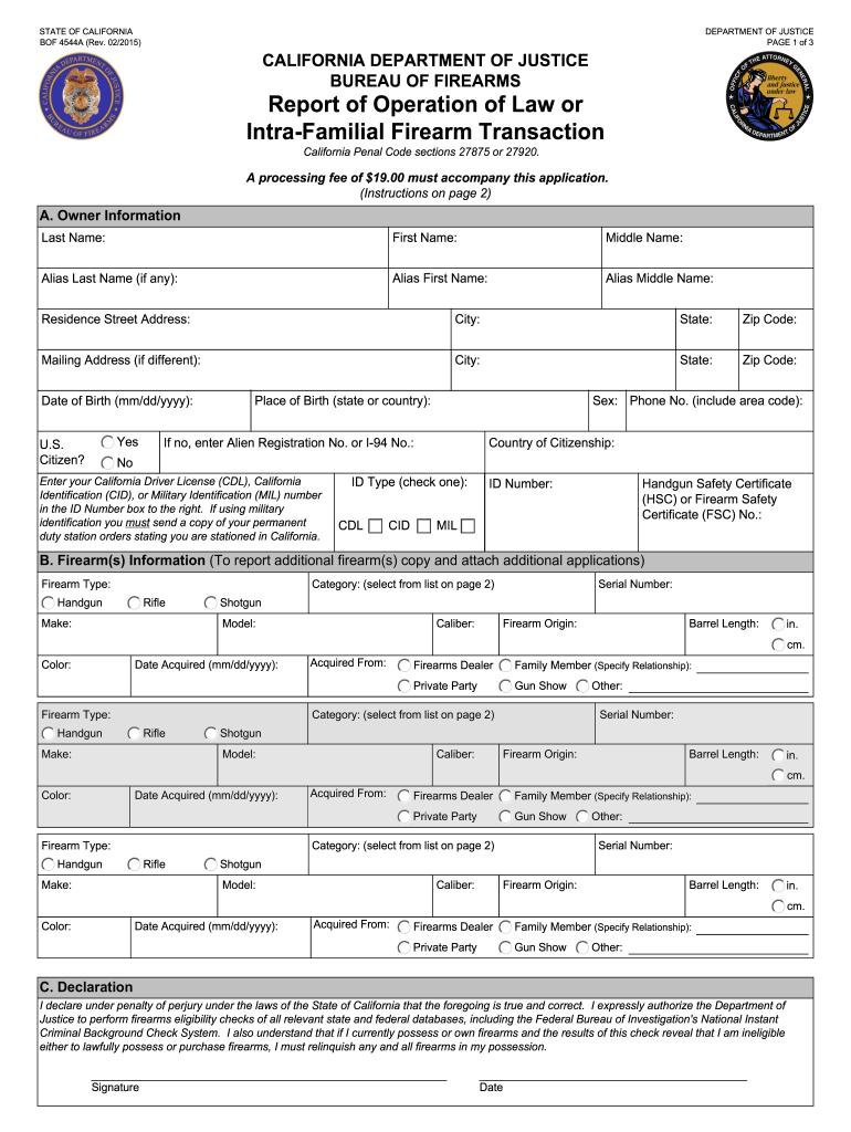 Family Gun Transfer Form