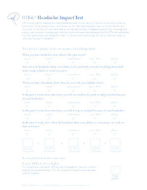 Headache Impact Test PDF  Form