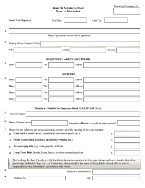 Oregon Report in Lieu of Audit Fillable Form