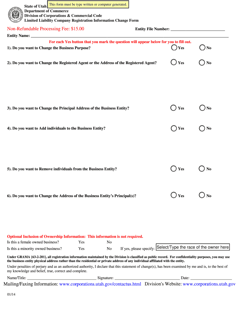  Llcricf DOC  Corporations Utah 2014