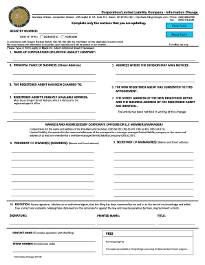 CorporationLimited Liability Company Information Change