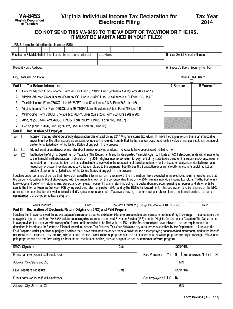  Va 8453  Form 2014