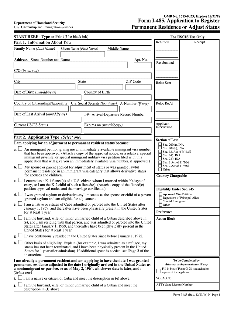 Get and Sign I485 Application Form 2021