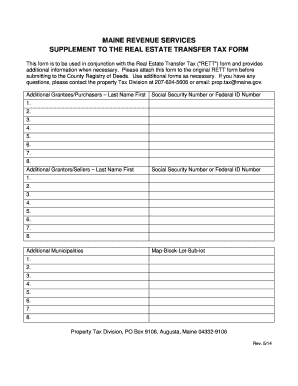 Maine Revenue Services Supplement to the Real Estate Transfer Tax Form Maine