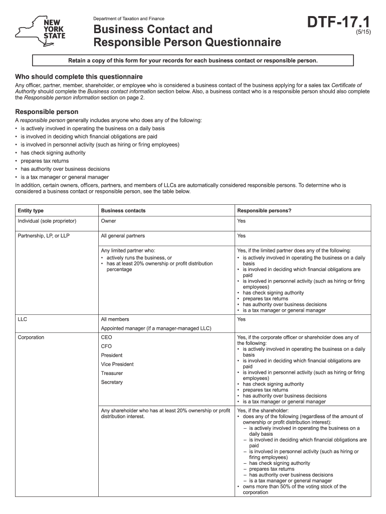  Form DTF 17 1 Tax Ny 2016