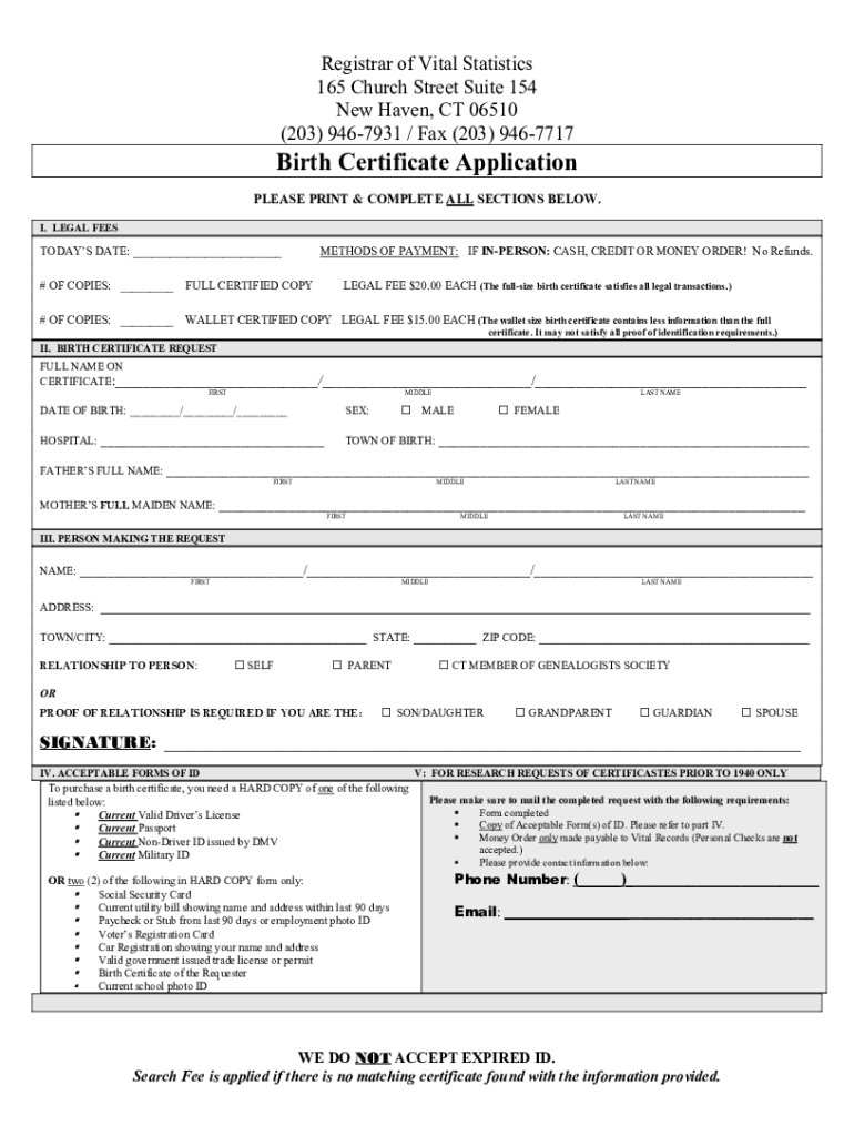 Connecticut Birth Certificate Sample Fill Online, Printable  Form