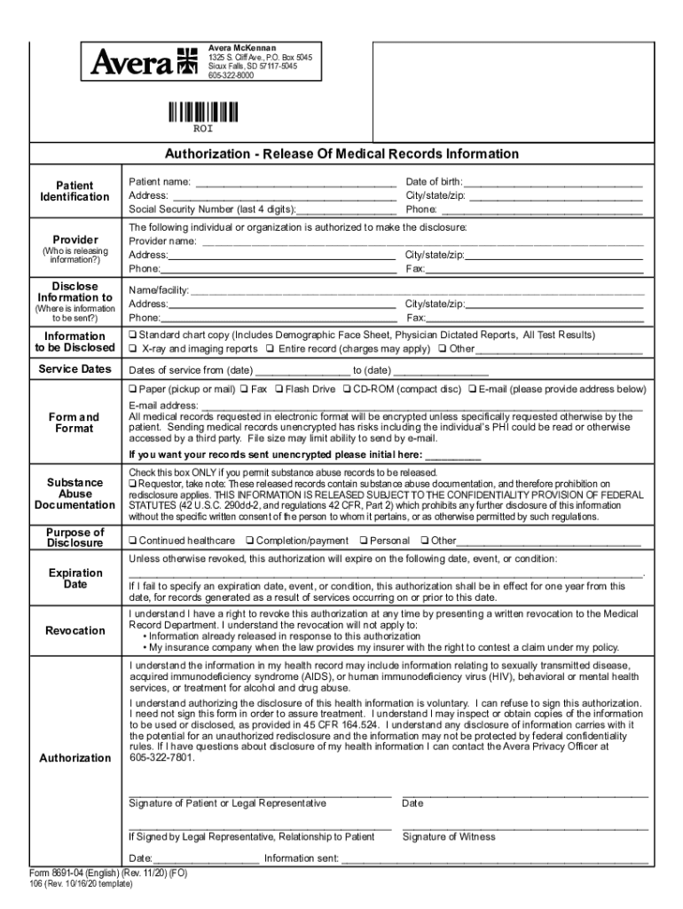 Authorization Release of Medical Records Information