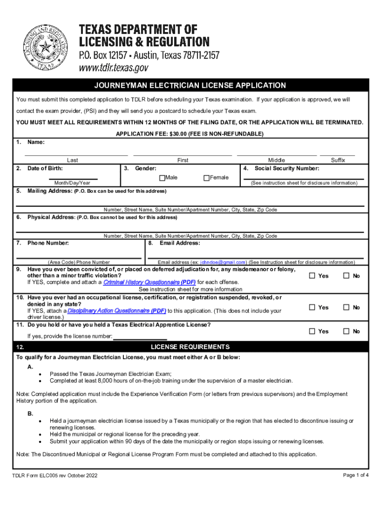  ELC015 Journeyman Sign Electrician Licensing Application 2022-2024