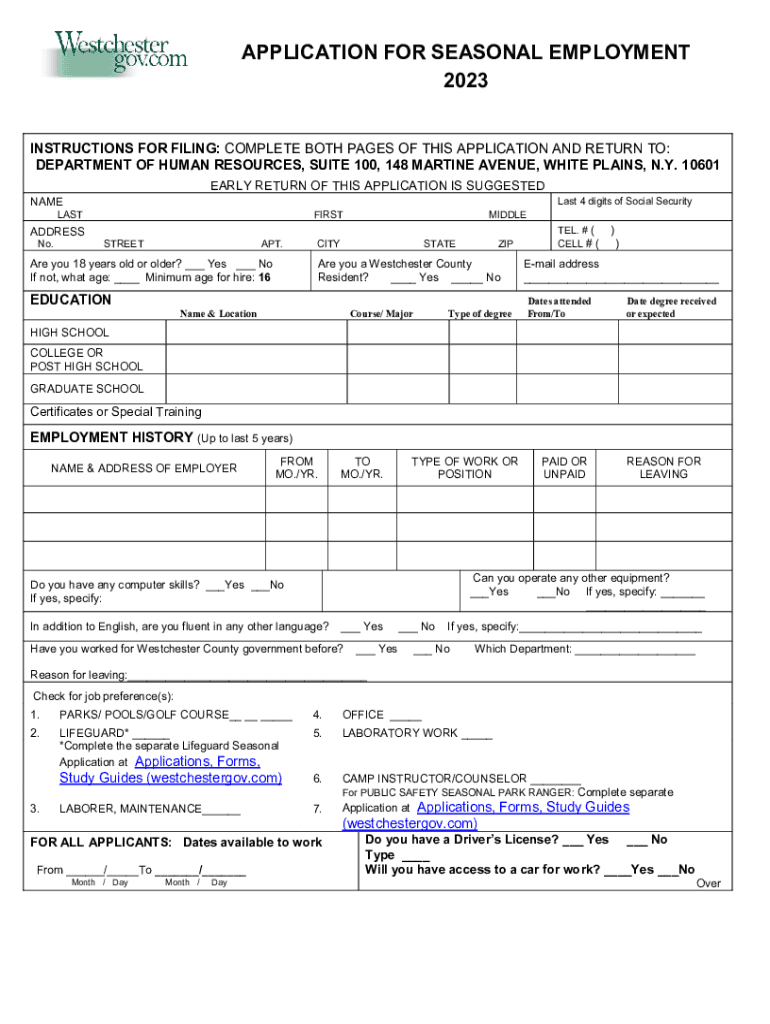  Westchester County Application Fill Out &amp;amp; Sign Online 2022-2024
