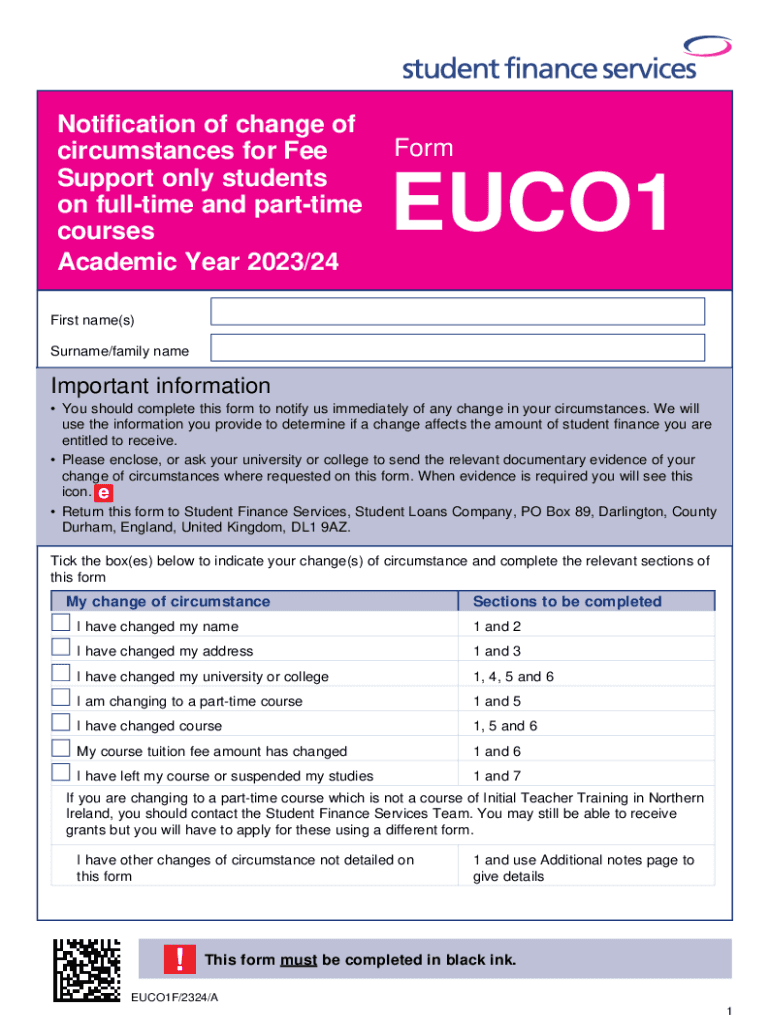  Change of Circumstances Form for EU Students GOV UK 2023-2024