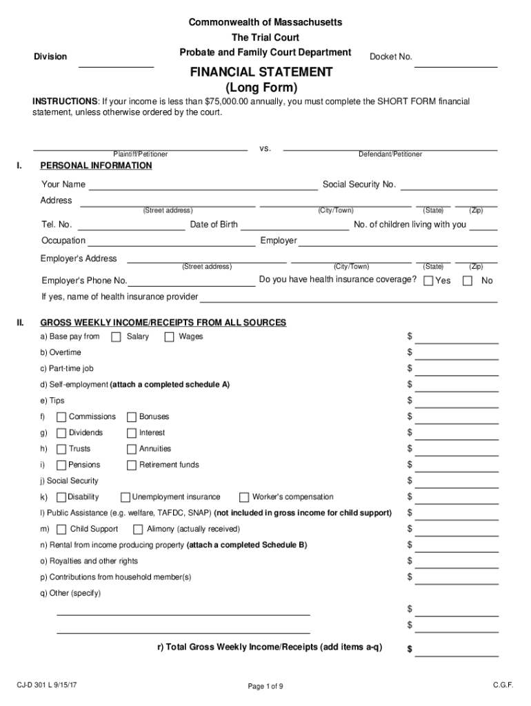  Financial Statement Long Form CJD 301L 2017-2024