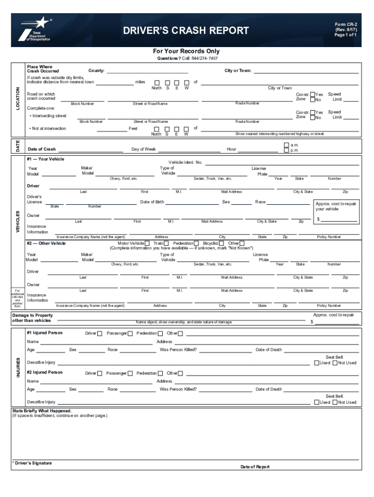  How to Fill Out a Texas Blue Form CR 2 YouTube 2017-2024