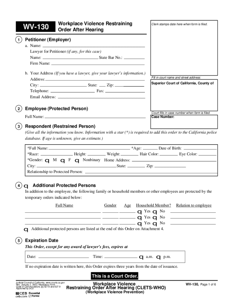  Workplace Violence Restraining Order After Hearing 2023-2024