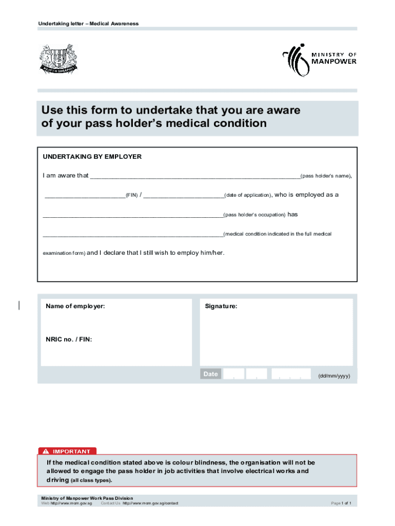 Undertaking Letter Medical Awareness Form Mom