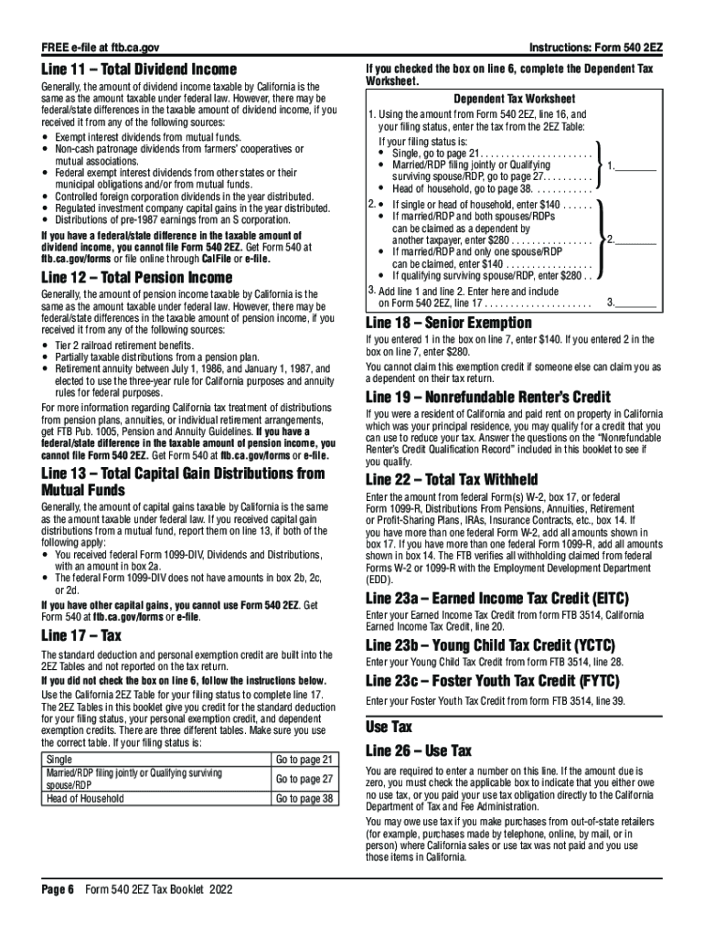  Qualifications for Filing a California Form 540 2EZ 2021-2024