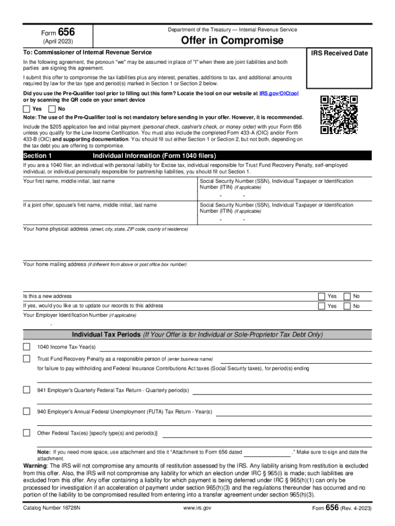  Form 656 Booklet Offer in Compromise 2023-2024