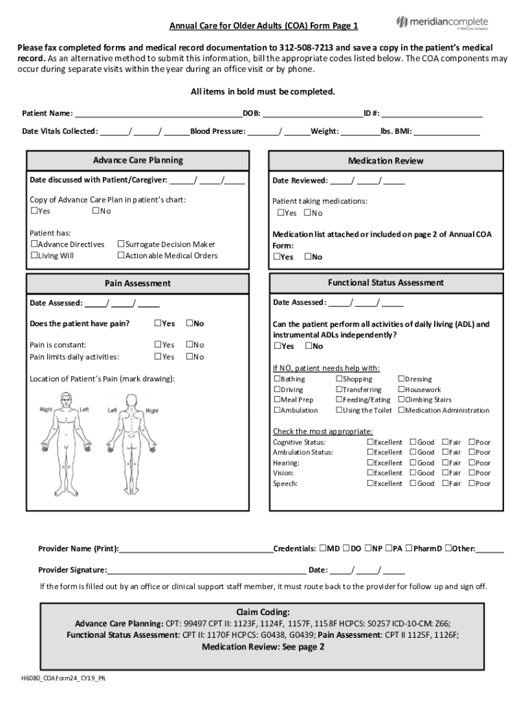  Annual Care for Older Adults COA Form Page 1 Ple 2019-2024