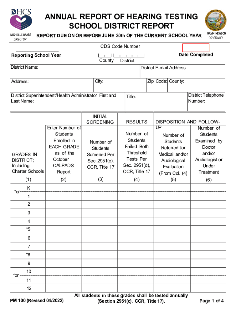  California Hearing Conservation Program Forms DHCS 2022-2024