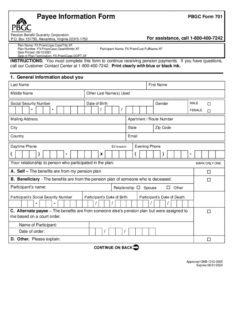  Payee Information Form 2022-2024