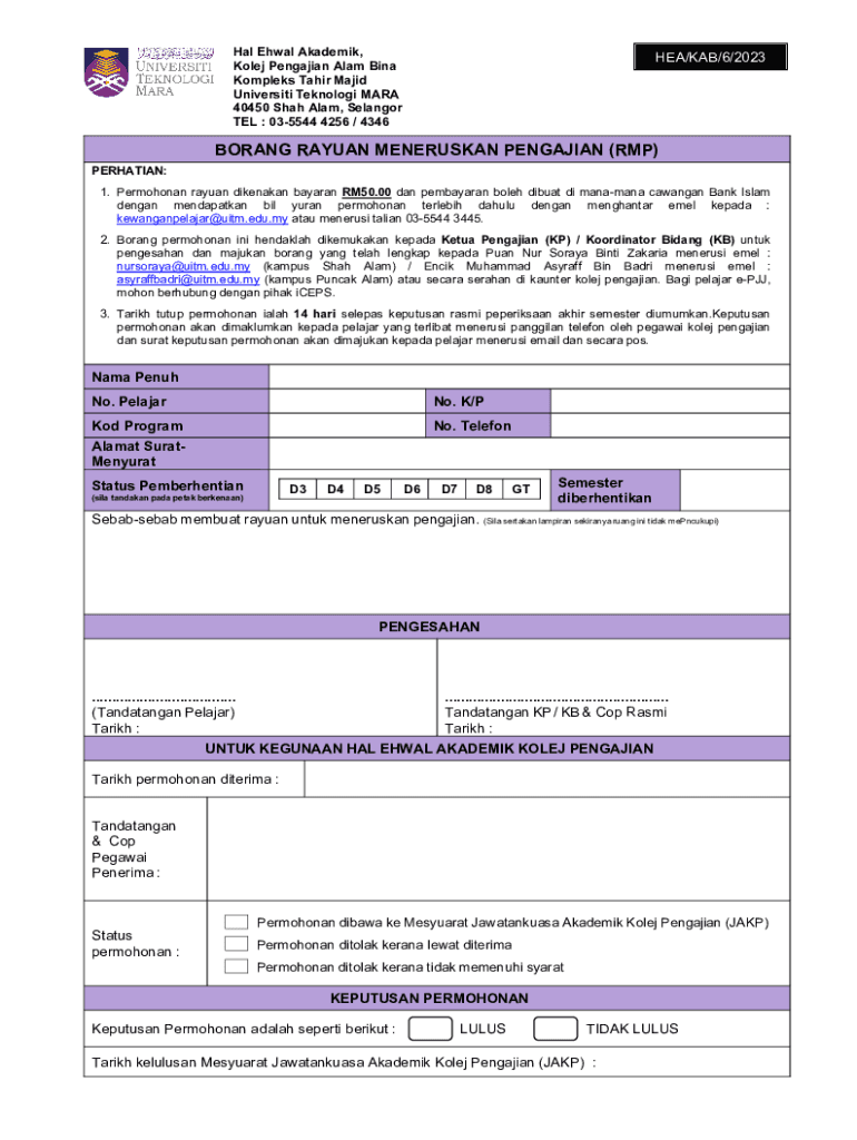 Unit Hal Ehwal Pelajar Hep Fspu Kolej Pengajian Alam Bina  Form