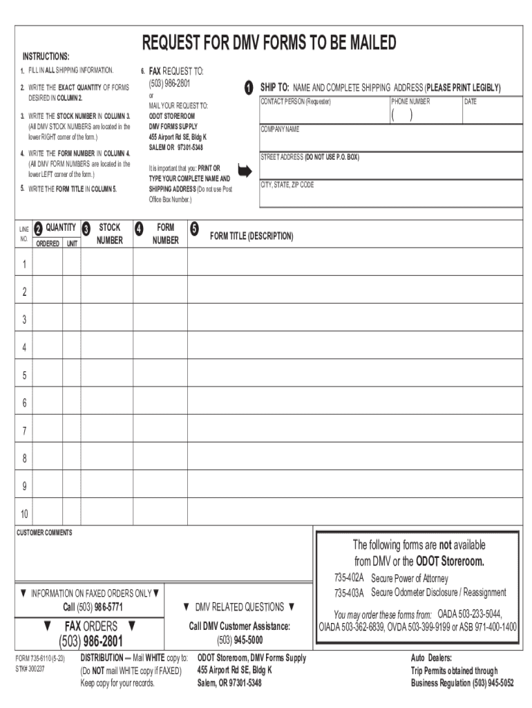  REQUEST for DMV FORMS to BE MAILED Cloudfront Net 2023-2024