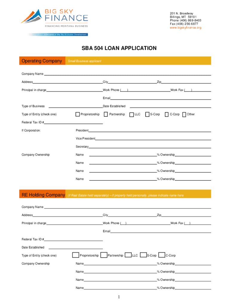 504 CorporationSupporting the Financial Needs of Small  Form